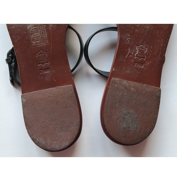 Tory Burch Gabrielle Sandal with Ankle Strap / Size 7.5 / Black Logo Leather - Picture 11 of 12